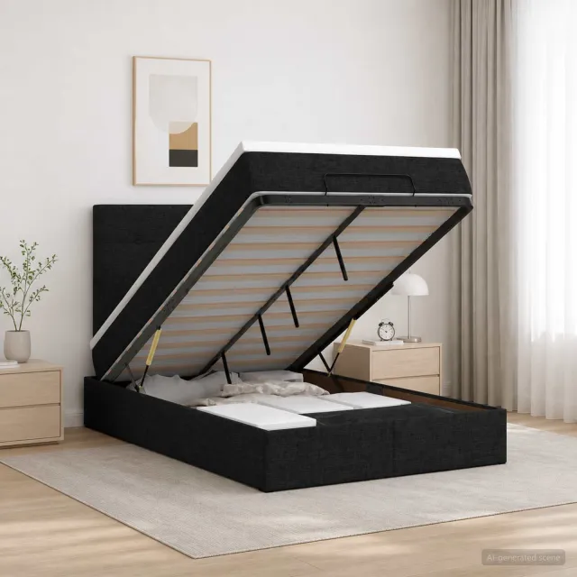 vidaXL Ottoman bed met matras met hoofdeinde Zwart 120 x 190 cm Stof
