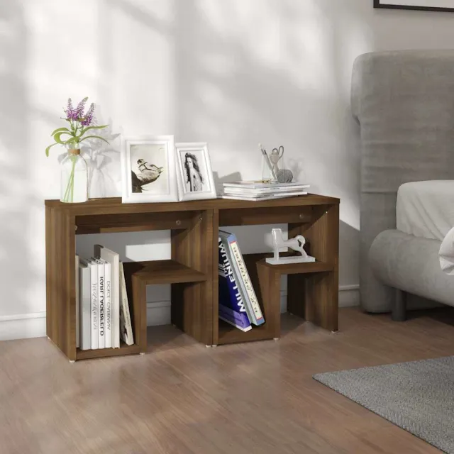 vidaXL Nachtkastjes 2 st 40x30x40 cm bewerkt hout bruin eikenkleur, foto 2