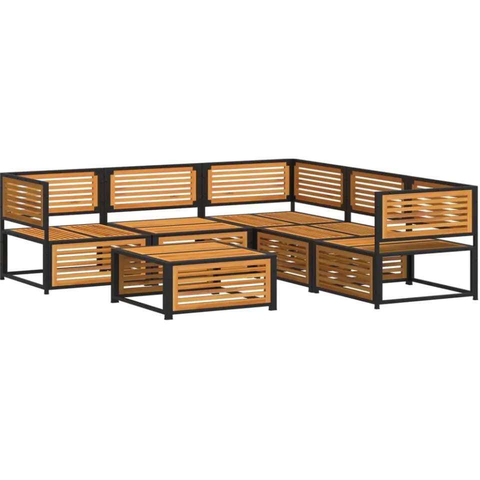 vidaXL 6-delige Loungeset met kussens massief acaciahout Bruin