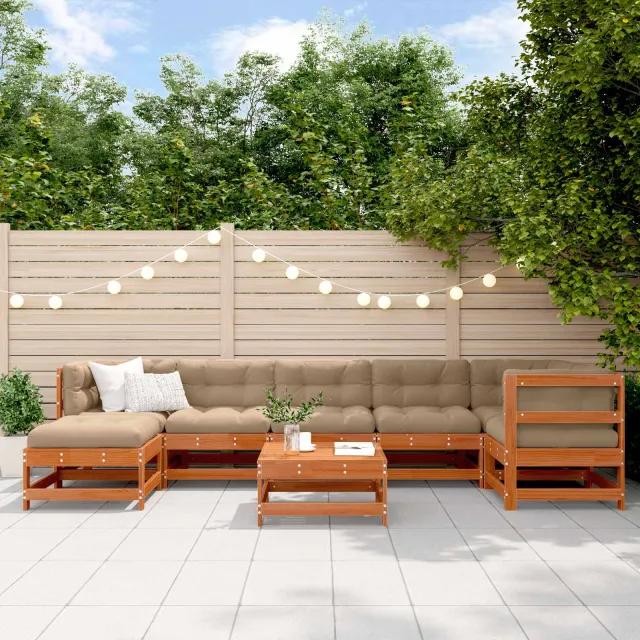 vidaXL Tuin loungeset 8 st Wasbruin Massief grenenhout