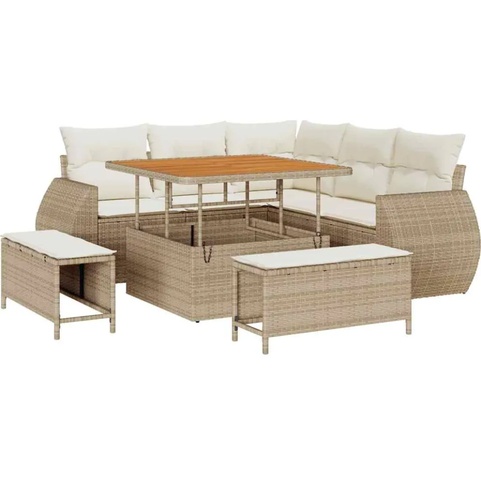vidaXL Tuinbankenset 8 st Beige poly rattan