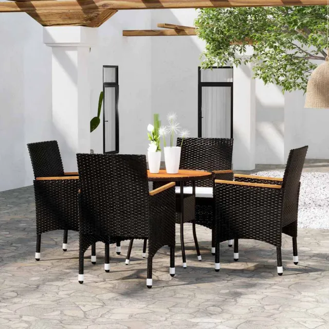 vidaXL 5-delige Tuinset poly rattan zwart, foto 2