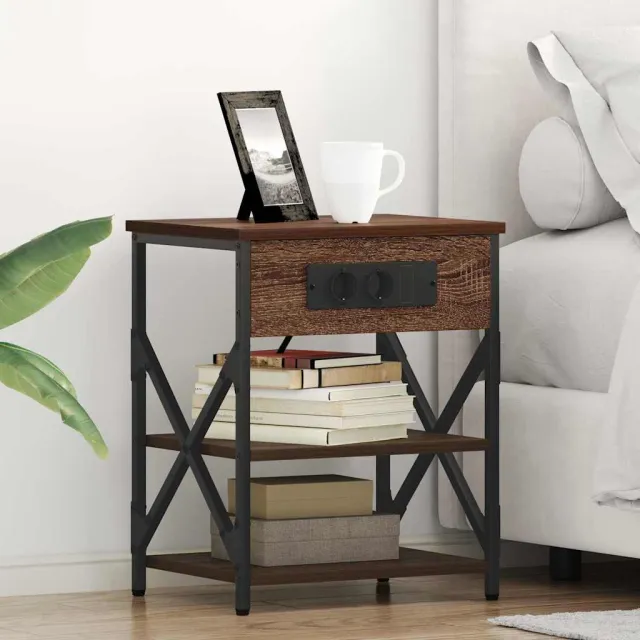 vidaXL Nachtkastje 2 st Bruin Eiken 41 x 31 x 51 cm Bewerkt hout, foto 2