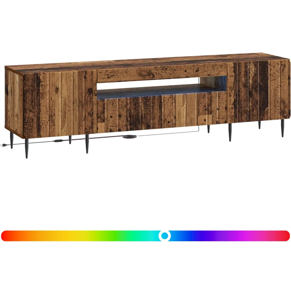 vidaXL LED tv-meubel ZWOLLE 153 x 35 x 43 cm Oud hout Bewerkt hout Bruin
