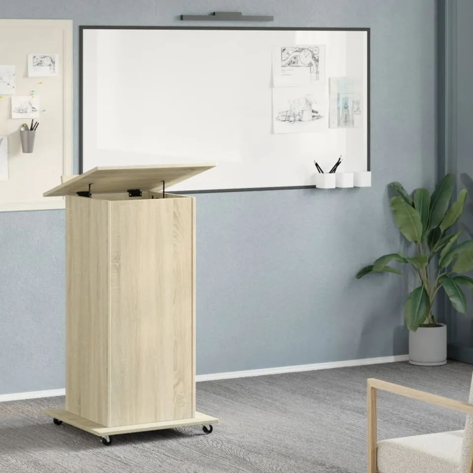 vidaXL Lessenaar met wielen en lade 55x55x107 cm hout sonoma eiken, foto 3