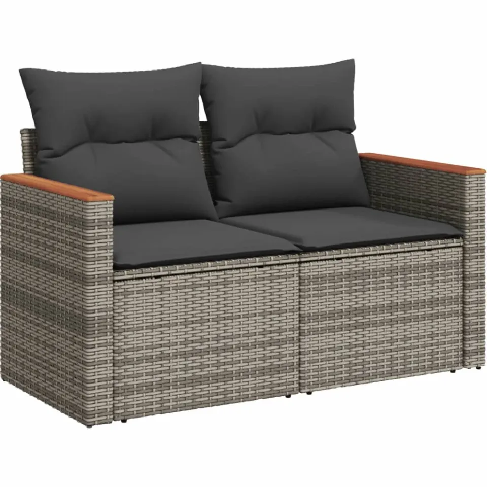 vidaXL 13-delige Loungeset met kussens poly rattan grijs