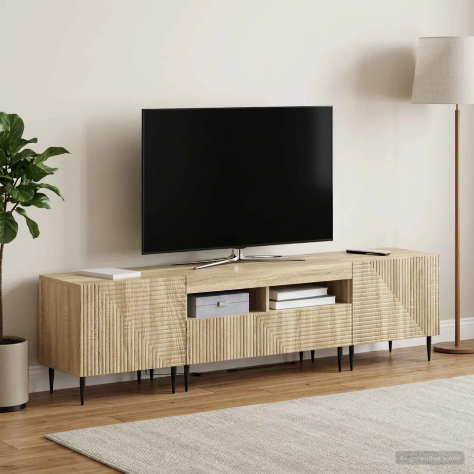 vidaXL 3-delige LED TV-kast Sonoma Eiken Bewerkt hout, foto 3