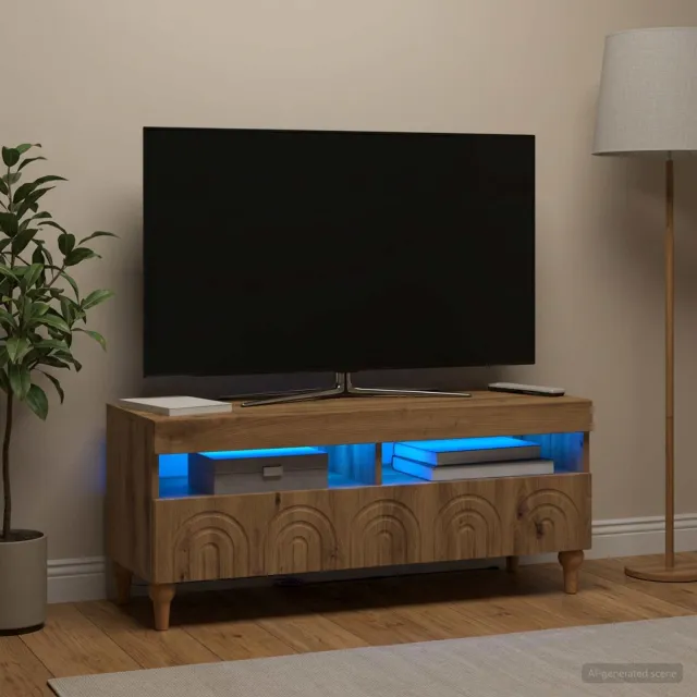 vidaXL LED tv-meubel ALKMAAR 100 x 35 x 43 cm Artisanaal eiken Bruin