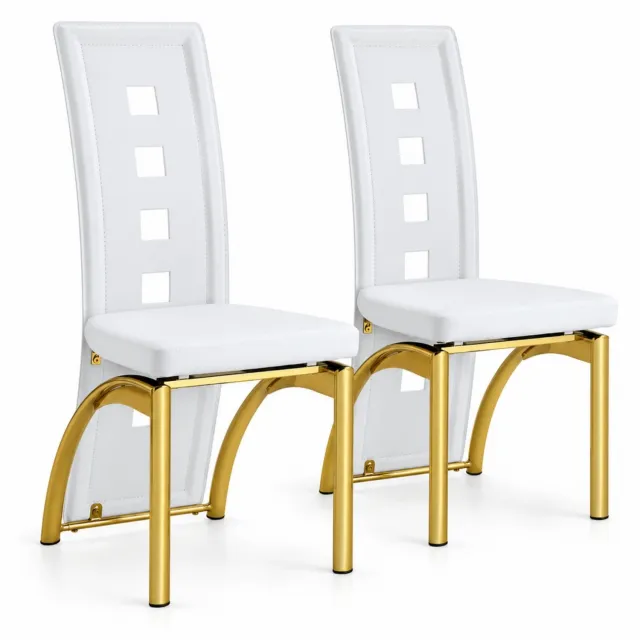 City long dragon LONG DRAGON - Eetkamerstoelen - Set van 2 - Wit + Goud - Opengewerkte rugleuning