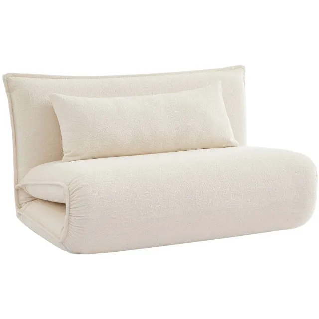 sweeek 2-zits ombouwbare stoel in gestructureerd bouclé-stof l 120 x b 80 x h 66 cm - fleeep Gebroken wit
