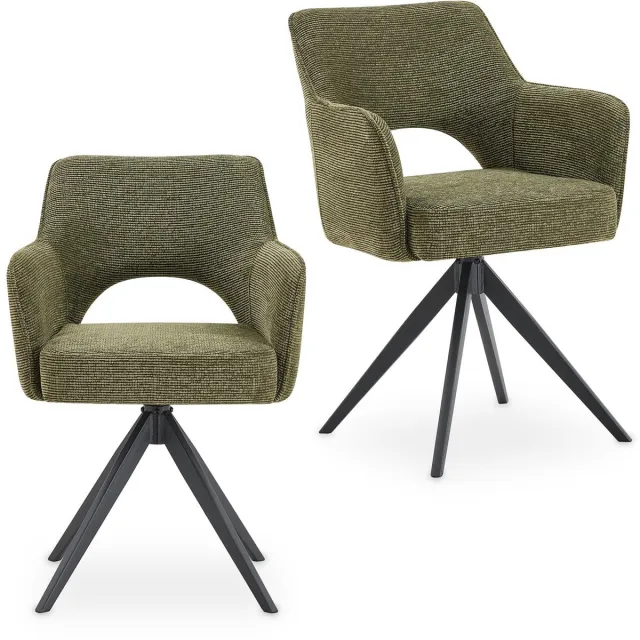 IDIMEX Eetkamerstoelen FLORENCE, draaibaar, set van 2 – Groen
