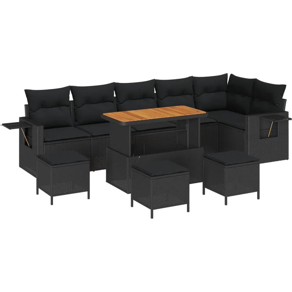 vidaXL Tuinbankenset 12 st Zwart poly rattan