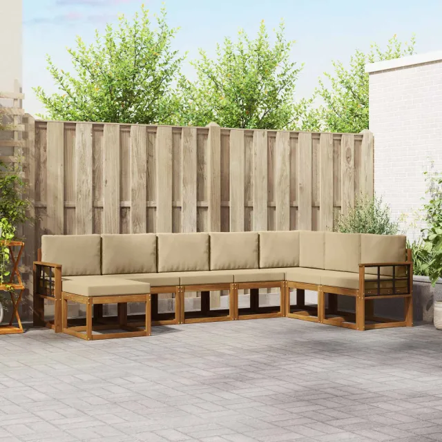 vidaXL Buiten bankenset 8 st 8-zits Natuurlijk en Beige