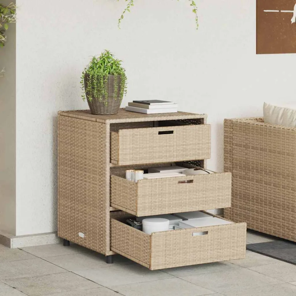 vidaXL Tuinkast 55x59x69 cm poly rattan beige, foto 2