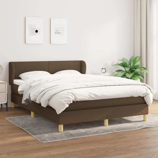 vidaXL Boxspring met matras stof donkerbruin 140x200 cm bruin
