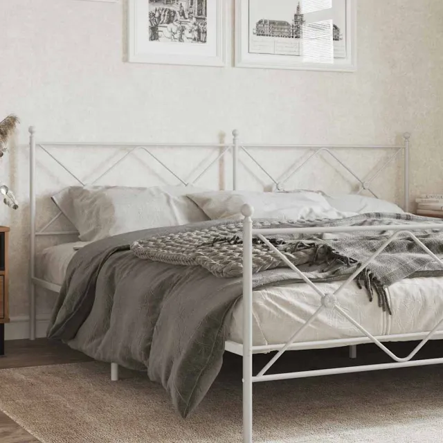 vidaXL Vervangend hoofdbord 200 cm metaal wit