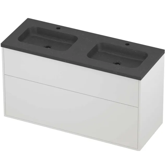 Proline Rollo Badmeubelset Hardsteen Elegant 2 Kraangaten 120x46x67 cm Blue Stone Mat White Mat Wit