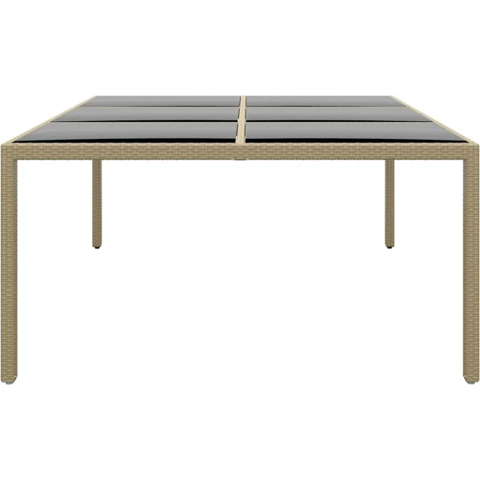 vidaXL Tuintafel 200x150x75 cm gehard glas en poly rattan beige, foto 3