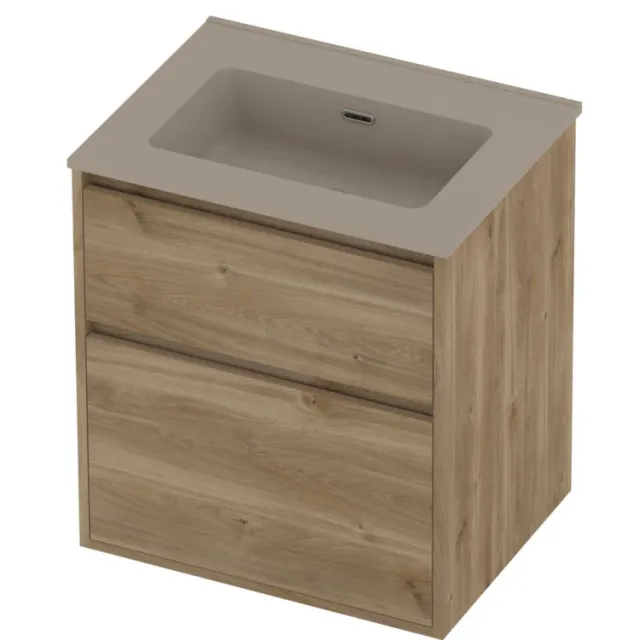 Proline Tribute Badmeubelset Porselein Elegant 60x46x67 cm Mat Crème Cotton Cider Oak Eiken