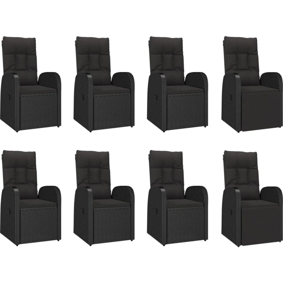 vidaXL 9-delige Tuinset poly rattan zwart, foto 3