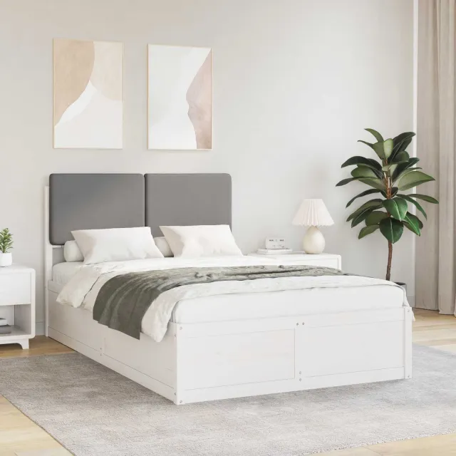 vidaXL Bedframe met Gevoerd Hoofdgedeelte Lichtgrijs 120 x 200 cm