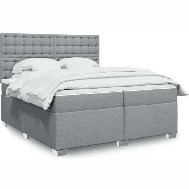 vidaXL Boxspring met matras stof lichtgrijs 200x200 cm grijs