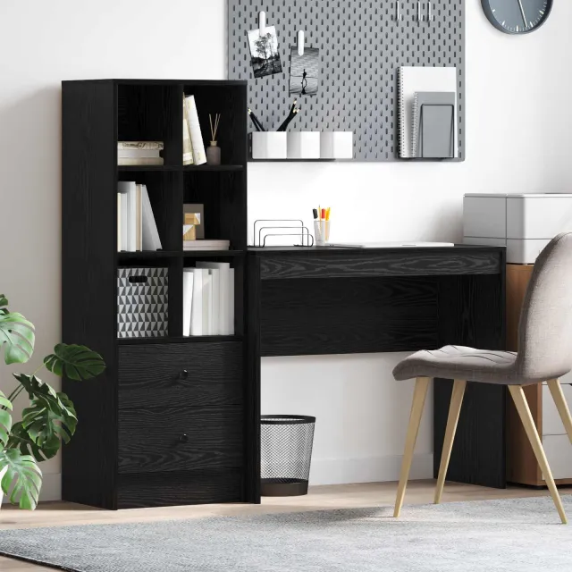 vidaXL Bureau Zwart Eiken 135,5 x 40 x 127 cm 2 st, foto 2