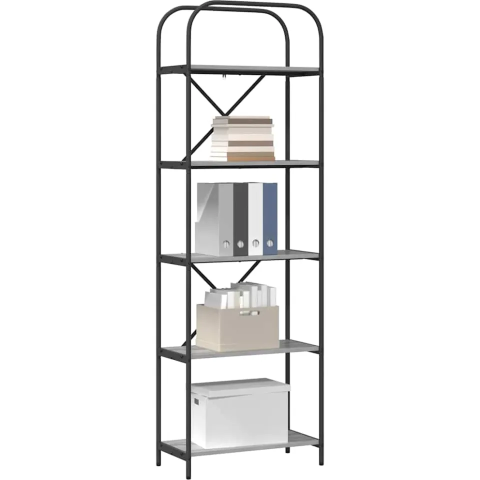 vidaXL Boekenkast 5-laags 60 x 30 x 183 cm Bewerkt hout Grijs Sonoma