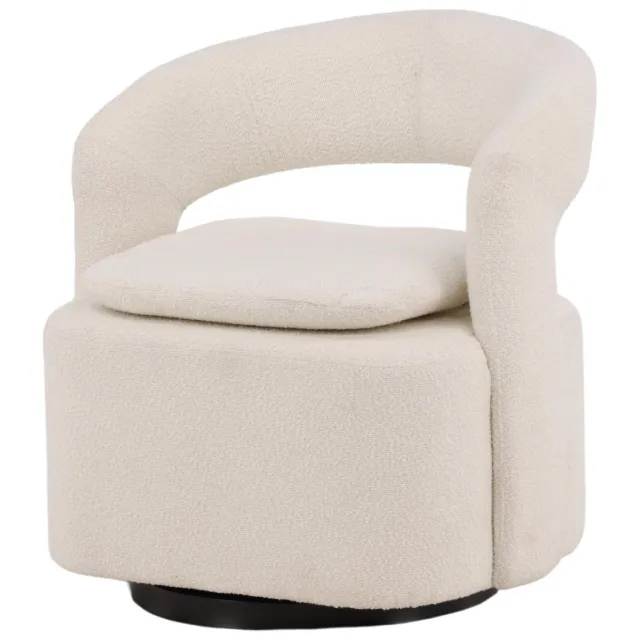 Nest of Nora Draaifauteuil Ellan - Met armleuning - Wit bouclé