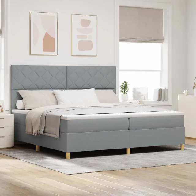 vidaXL LED Box Spring Bed met hoofdeinde Lichtgrijs 200 x 200 cm Stof