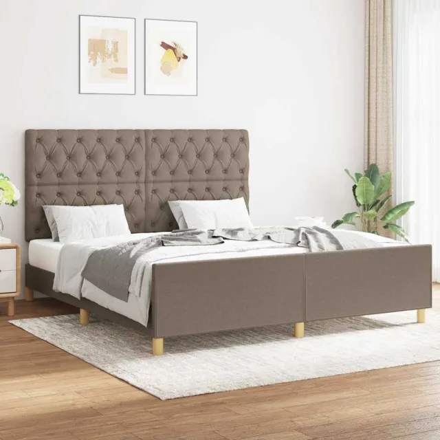 vidaXL Bedframe zonder matras stof taupe 160x200 cm