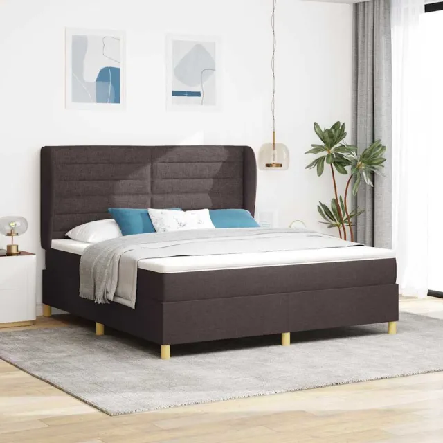 vidaXL Boxspringbed met matras Donkerbruin 200 x 180 cm Stof