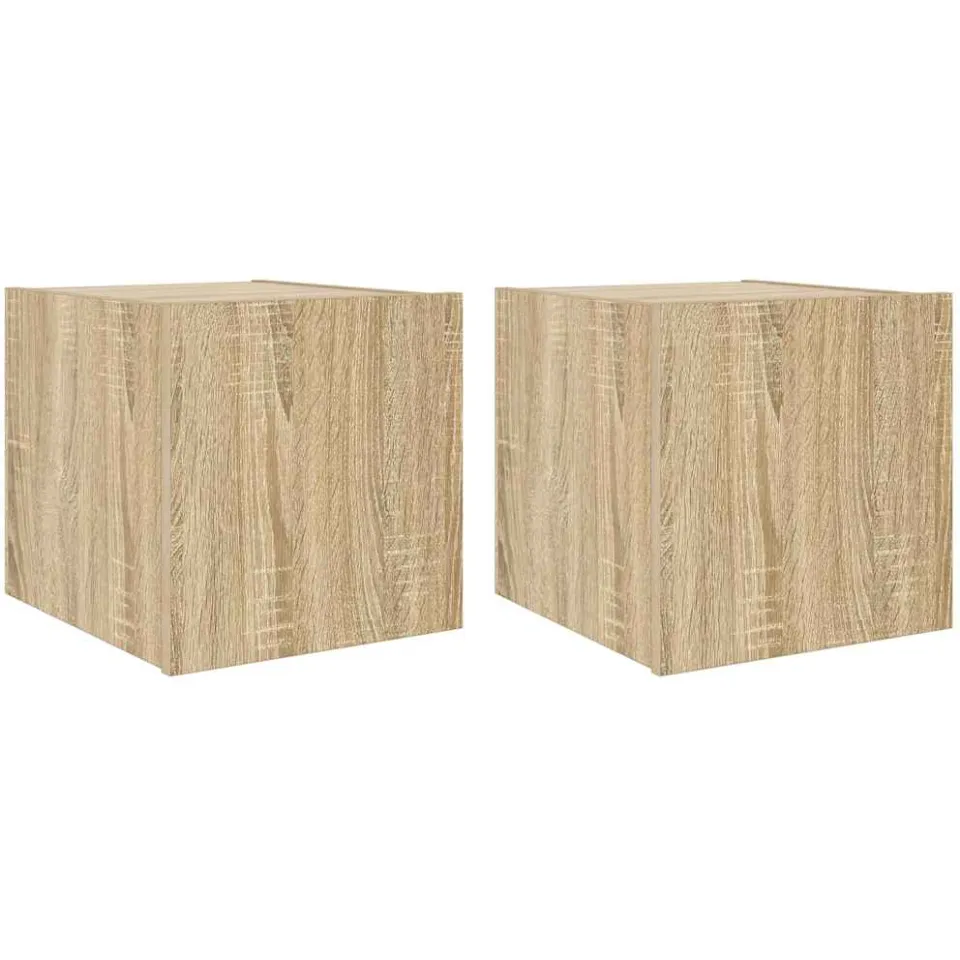 vidaXL Tv-wandmeubels met LED 2 st 30,5x35x30 cm sonoma eikenkleurig Bruin