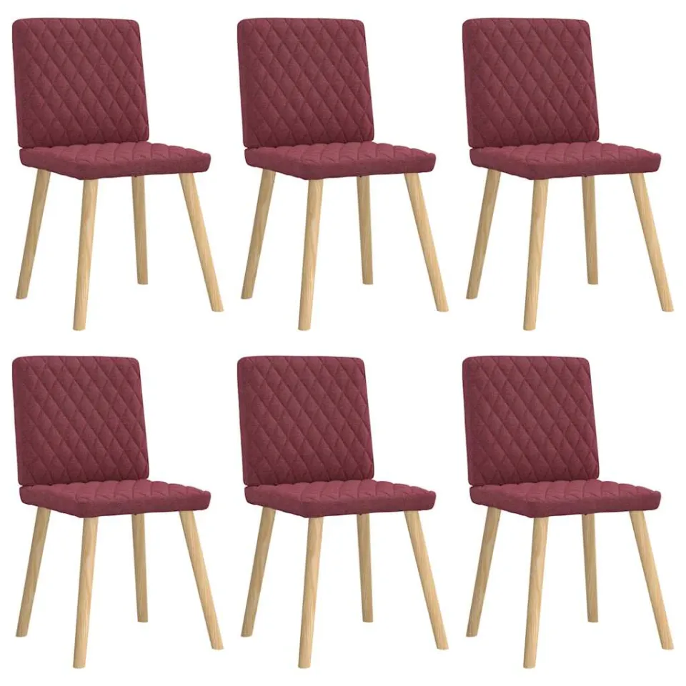 vidaXL Eetkamerstoelen 6 st stof wijnrood, foto 3