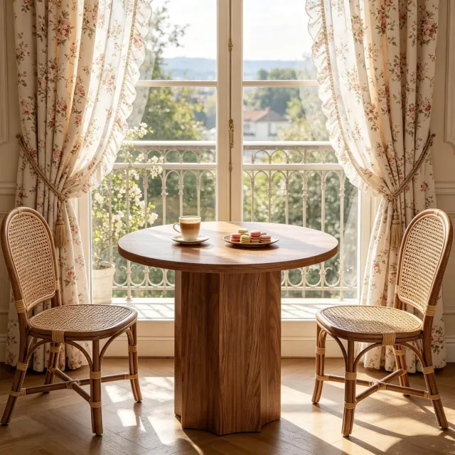 WUVRIE Ronde eettafel Ø 80 cm - MDF tafelblad van 3 cm - Bruin