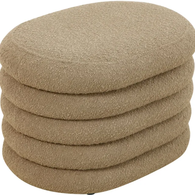SVITA BLOSSOM S Kruk - met opbergruimte Ottomaanse Bouclé bekleding Lichtbruin