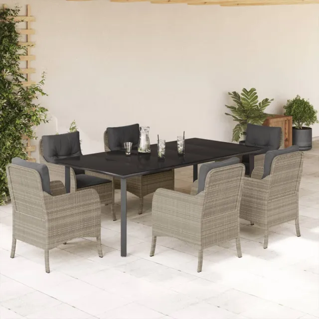 vidaXL 7-delige Tuinset met kussens poly rattan grijs, foto 2