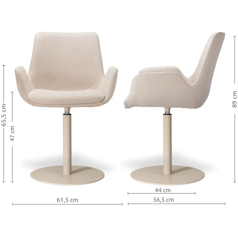 Nolon Niva-Eef draaibare tulp eetkamerstoel beige - beige onderstel