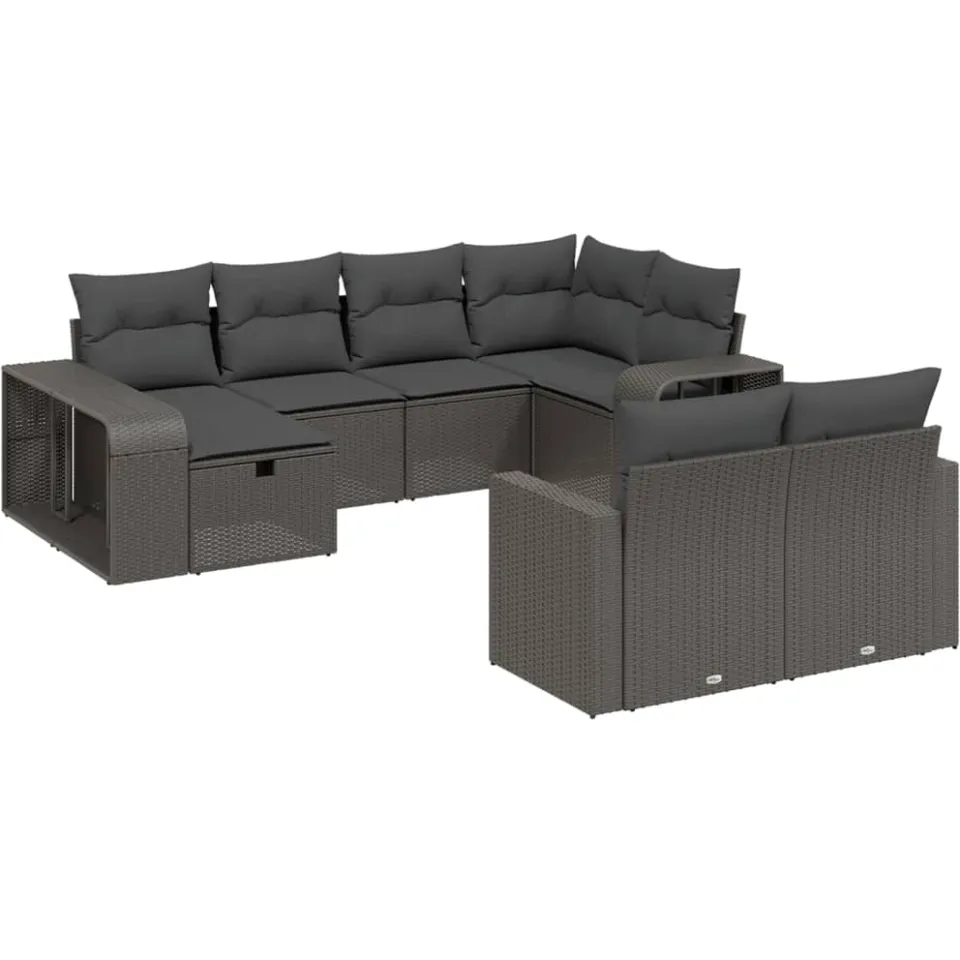 vidaXL 10-delige Loungeset met kussens poly rattan zwart, foto 3