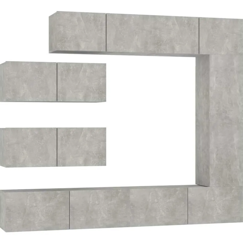 vidaXL 7-delige Tv-meubelset bewerkt hout betongrijs