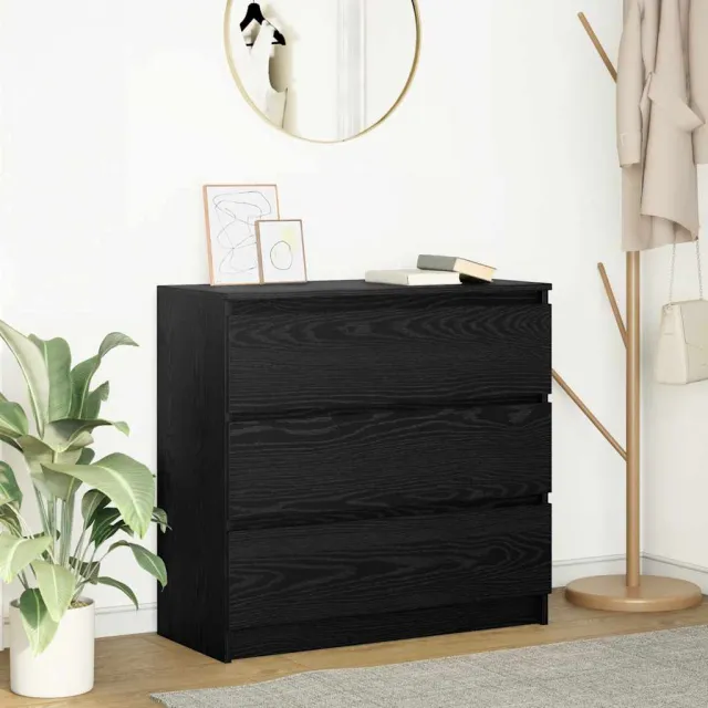 vidaXL Dressoir 80x35x76 cm spaanplaat zwart eikenkleurig, foto 2