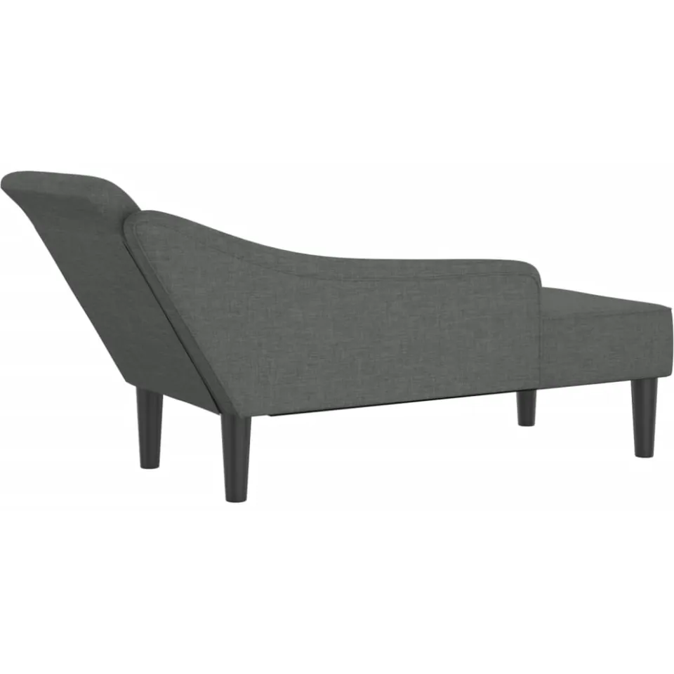 vidaXL Chaise longue met kussens stof donkergrijs grijs, foto 4