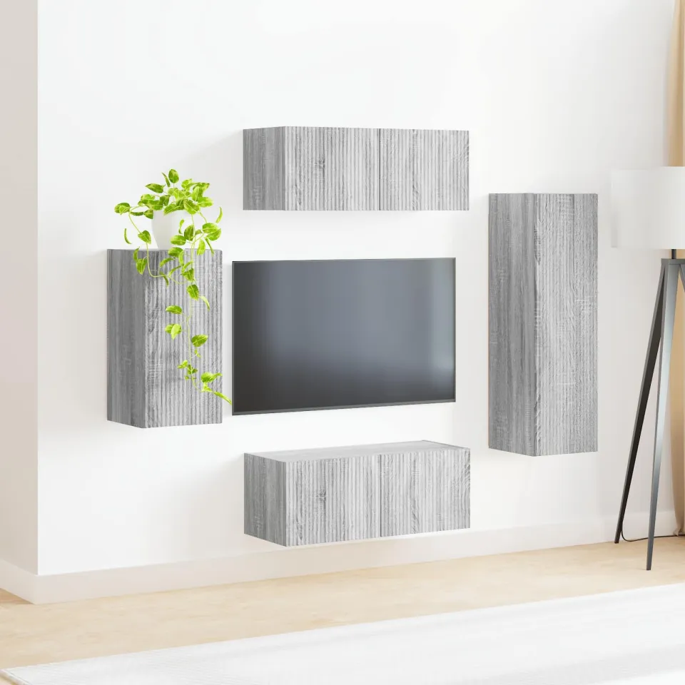 vidaXL Tv-meubelset 4 st 31 x 30 x 100 cm Grijs Sonoma, foto 3