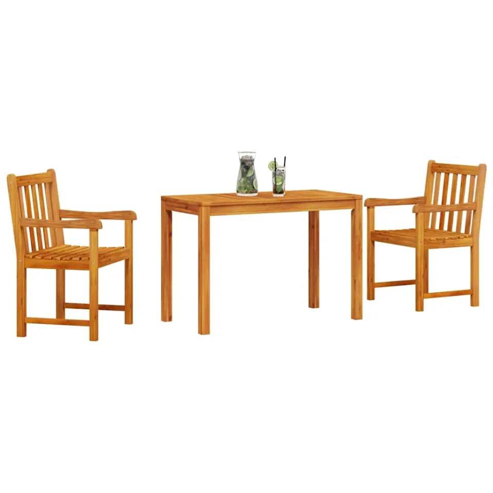 vidaXL Tuin eettafelset 3 st Bruin Massief Acaciahout