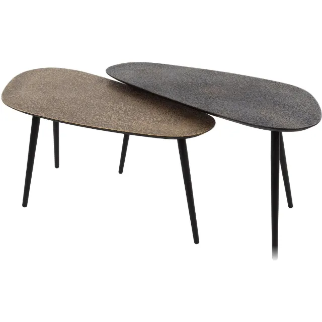 Nest of Nora Salontafel Aiko - Set van 2 niervormig - Moderne bijzettafel - Grijs - Scandinavisch Lichtgrijs