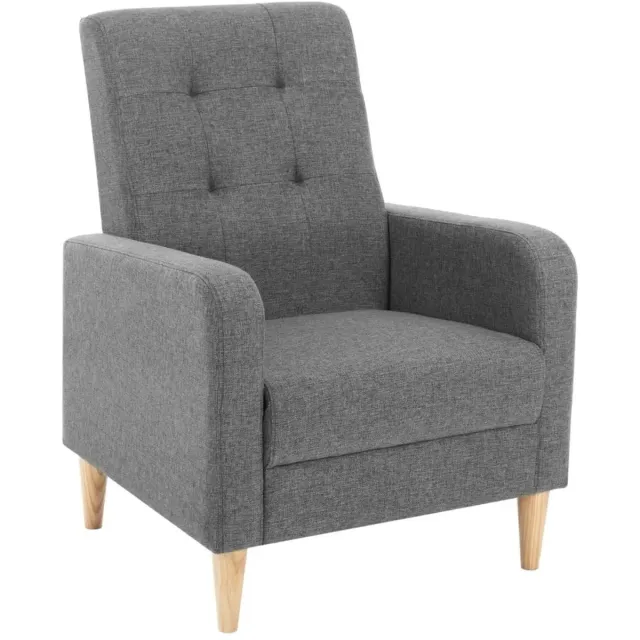 Klarven Relaxstoel Donkergrijs - Houten Relaxstoel - Recliner - Ergonomisch zitcomfort, ruime zitting - Draagvermogen tot 150 kg - Stevig frame - B68xh90,5xd73,5cm