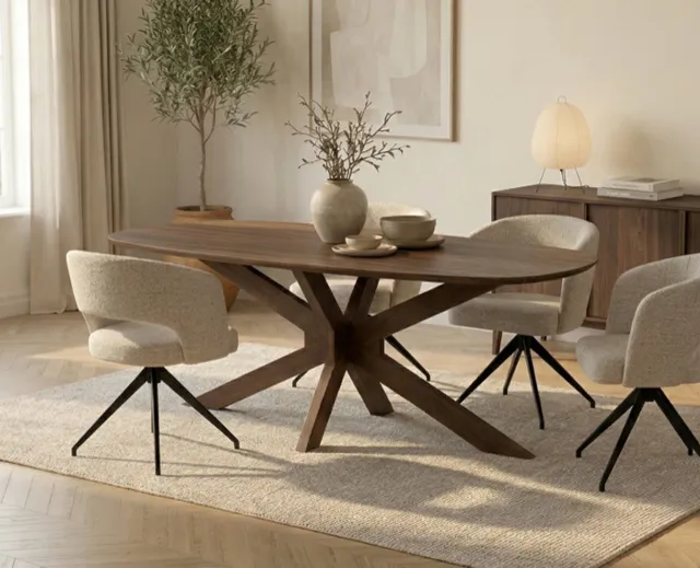 Meubelplaats Eettafel Capricorn Deens ovaal Acacia 180x90x76 cm - Bruin - Houten onderstel - Japandi