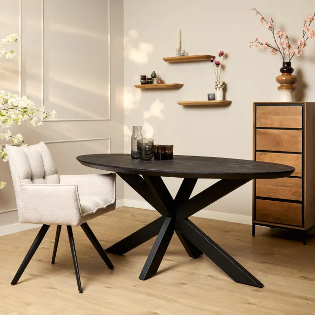 Starfurn Eettafel Brandy - Zwart - 90x180x76 cm