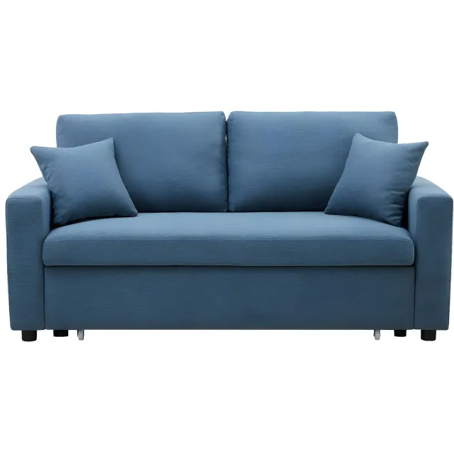 Vente-unique Driezitsslaapbank van stof - Turquoise - INIZOR Blauw