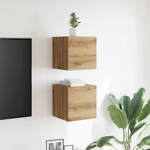 vidaXL Tv-wandmeubelen 2 st 30,5x30x30 cm artisanaal eikenkleurig Bruin